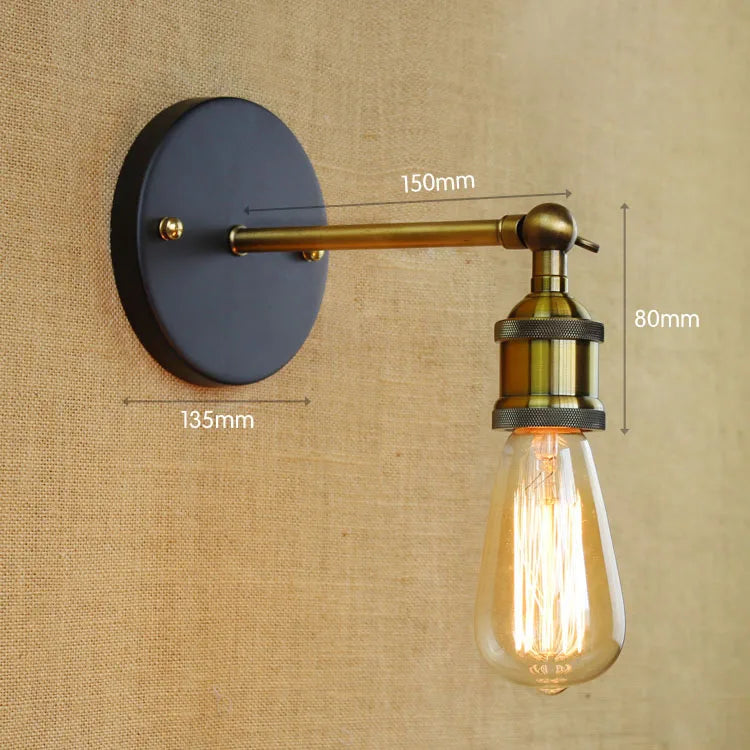 Afralia™ Retro Loft Vintage Wall Lamp Gold Shade Industrial Sconce Fixtures