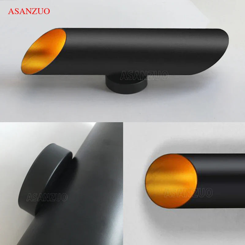 Afralia™ Black Aluminum Tube Wall Lamp for Study Bedroom Corridor Aisle Sconce