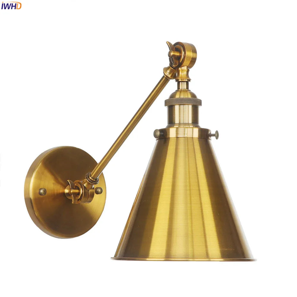 Afralia™ Loft Industrial LED Wall Light Swing Arm Antique Sconces