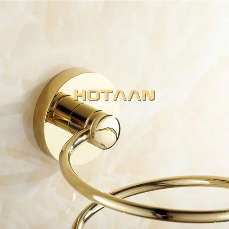 Afralia™ Brass Hair Dryer Holder Stand Shelf Rack in Gold Color Solid & Anti-rust (YT-8204)