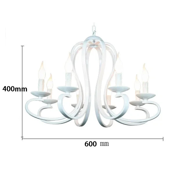 Afralia™ Nordic Country Style Modern Candle Chandelier in White/Black Wrought Iron