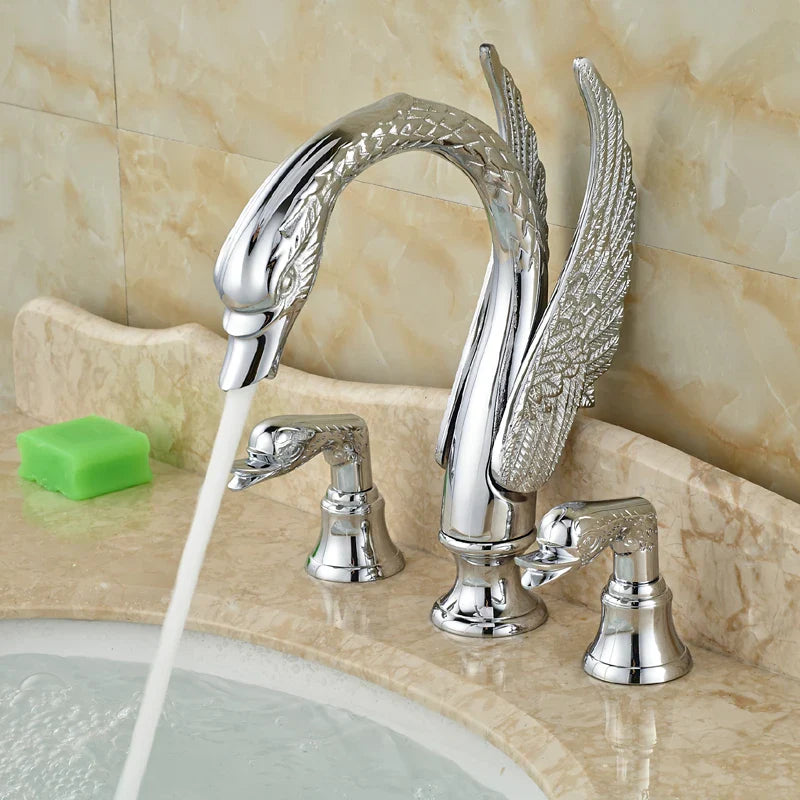 Afralia™ Swan Shape Chrome Basin Sink Faucet Washbasin Mixer Taps