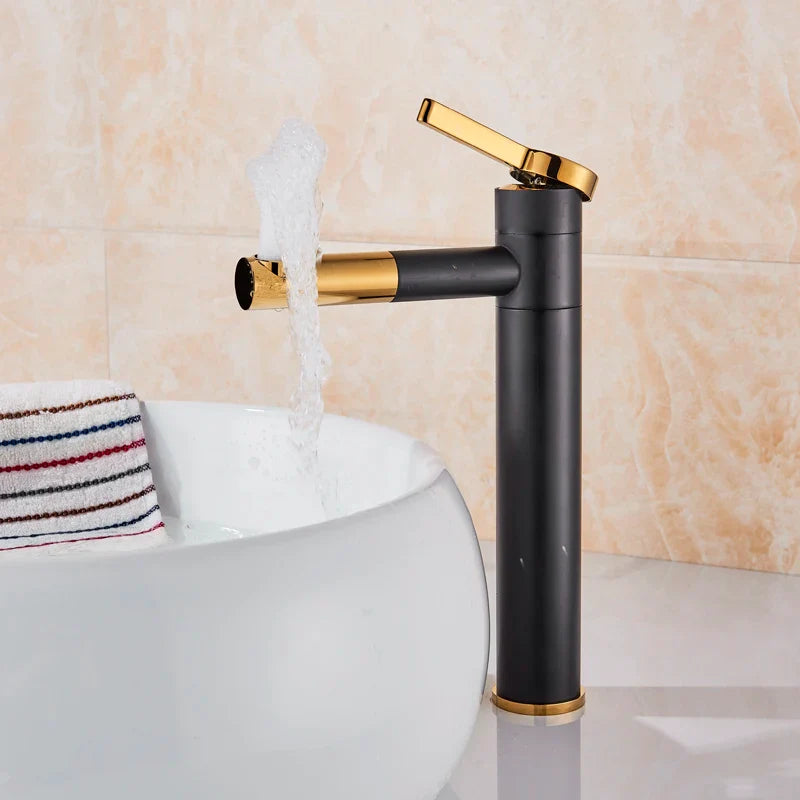 Afralia™ Chrome Black Basin Faucet Swivel Spout Bathroom Mixer Hot Cold Tap