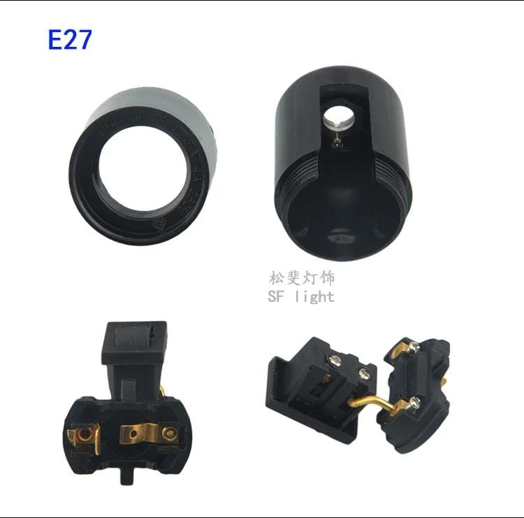 Afralia™ E27 Socket Lamp Base Switch 4A, 250V Black Fitting Bulb Holder Socket