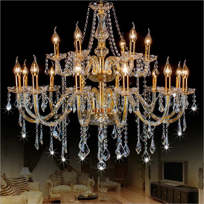 Afralia™ Modern Crystal Chandelier | Luxury Double Layer 18 Arms | Large Living Room Lamp