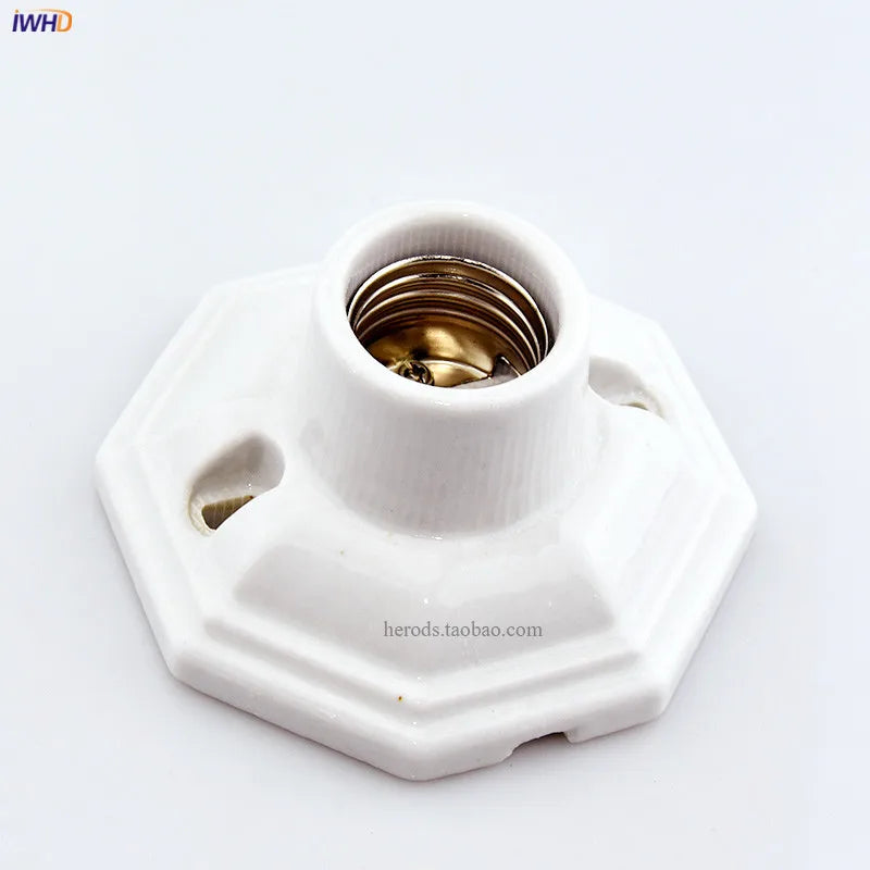 Afralia™ Vintage E27 Lamp Holder Base for Table Lamp - Creamic Douille Fitting