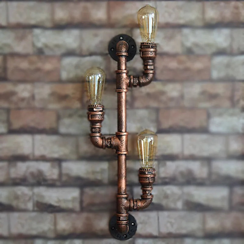 Afralia™ Industrial Iron Pipe Wall Sconce: Loft Decor, Steampunk Lamp for Living Room