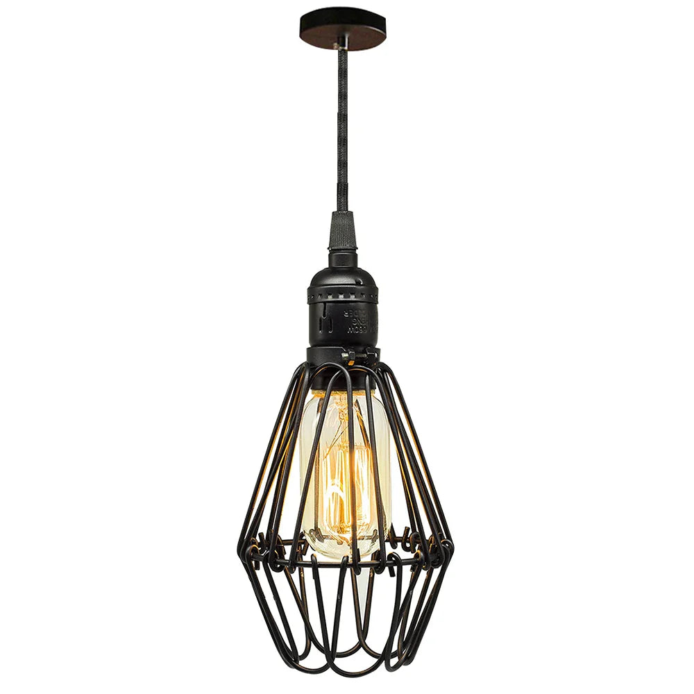 Afralia™ Black Metal Chandelier with E27 Edison Bulb Socket for Kitchen, Restaurant, Cafe