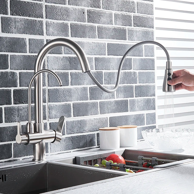 Afralia™ Dual Handle Water Filter Faucet with 360 Degree Rotation