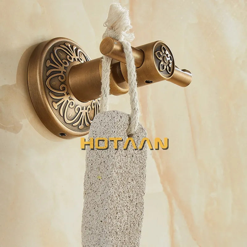 Afralia™ Antique Brass Robe Hook, Wall Mounted Bathroom Accessories