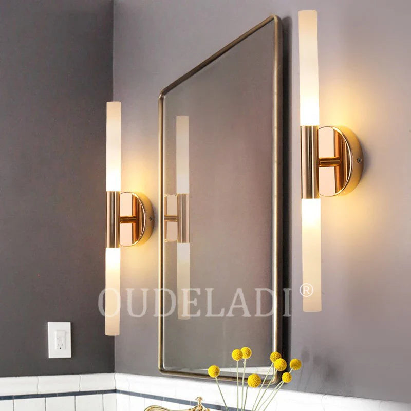 Afralia™ Metal Tube LED Wall Lamp for Bedroom Foyer Living Room Bathroom