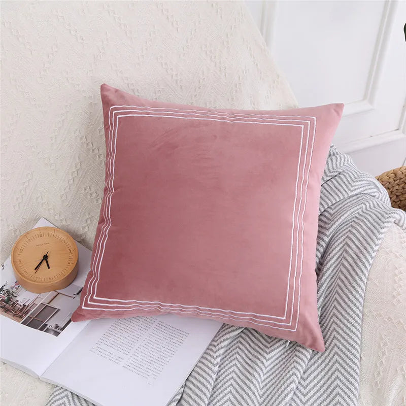 Afralia™ Embroidered Velvet Cushion Cover for Home Sofa Bed 45x45cm