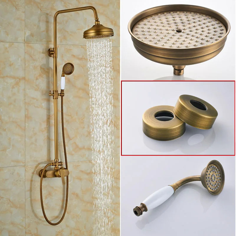 Afralia™ Brass Rainfall Shower Faucet Set with Handshower