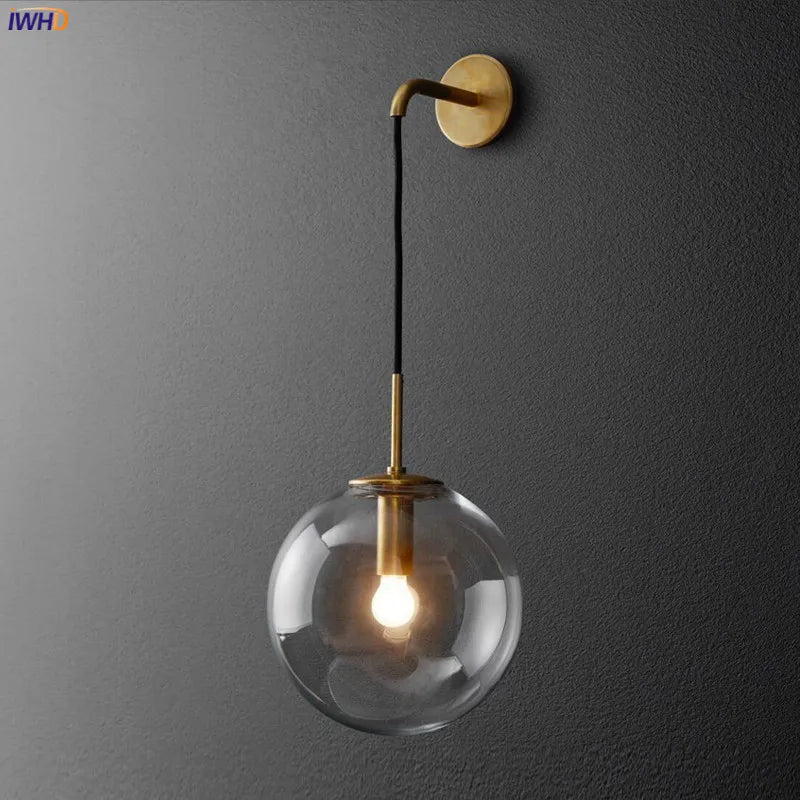 Afralia™ Nordic LED Glass Ball Wall Lamp for Bedroom Living Room Bathroom