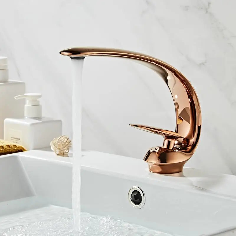 Afralia™ Rose Gold Basin Faucet with Single Handle for Bathroom Sink