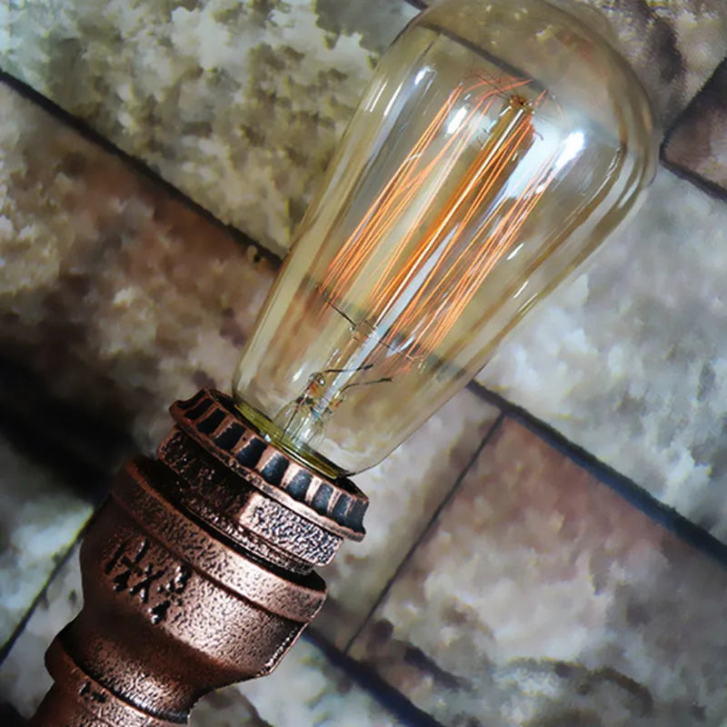 Afralia™ Industrial Iron Pipe Wall Sconce: Loft Decor, Steampunk Lamp for Living Room