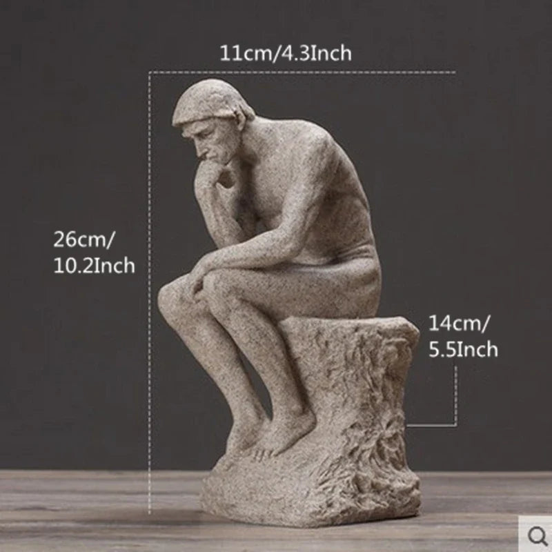 Afralia™ Thinker Sculpture: 26cm Resin Retro Creative People Ornament for Home & Office