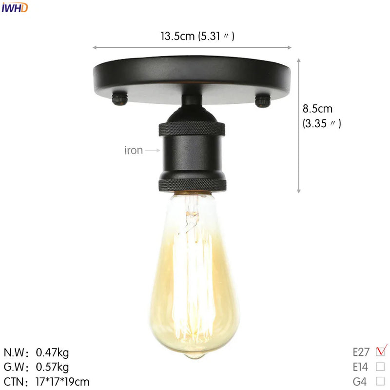 Afralia™ Black Metal Vintage Edison Ceiling Lamps for Industrial Living Room Decor