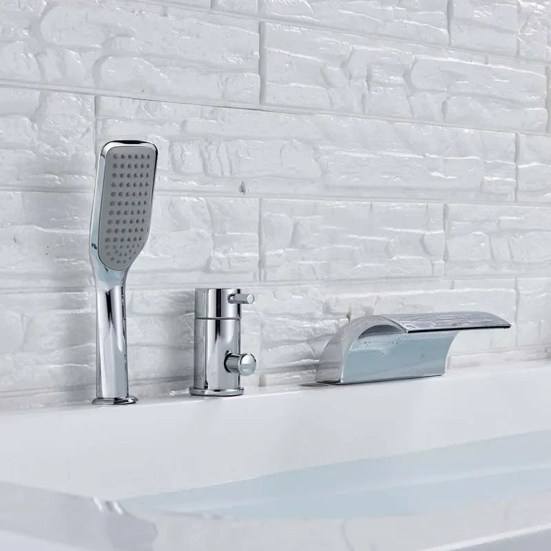 Afralia™ Chrome Waterfall Bathtub Faucet with Handshower