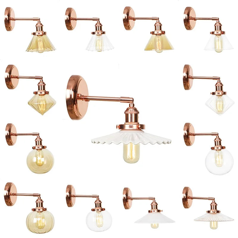 Afralia™ Nordic Rose Gold Wall Lamp LED Sconce for Bedroom Bathroom Mirror