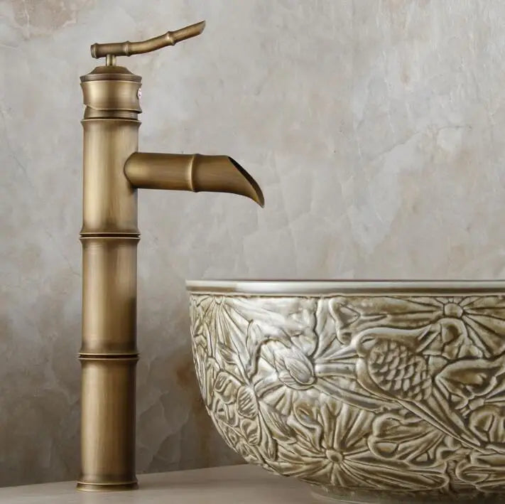 Afralia™ Brass Basin Mixer Tap: Waterfall Faucet in Antique Bronze Black Finish