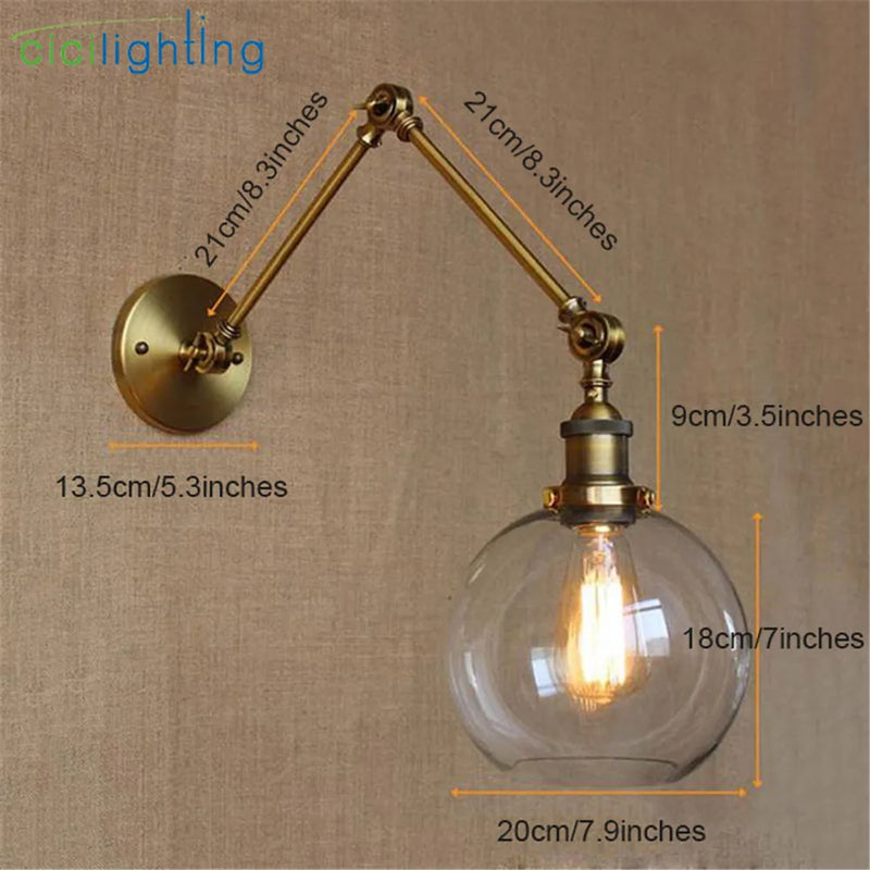 Afralia™ Globe Glass Swing Arm Wall Lights - Elegant Home Lighting Sconce Fixture