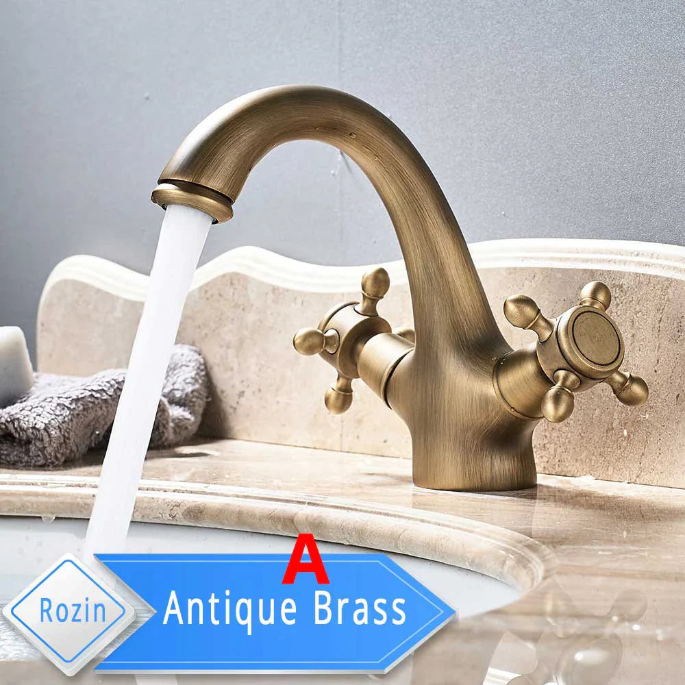Afralia™ Gold Vessel Sink Mixer Tap Deck Mounted Basin Faucet Hot Cold Water Mixer