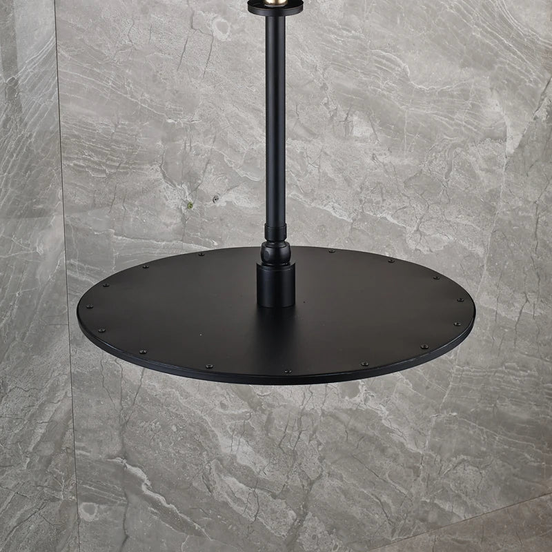 Afralia™ 16" Black Round Brass Ceiling Mounted Large Rain Shower Head Faucet