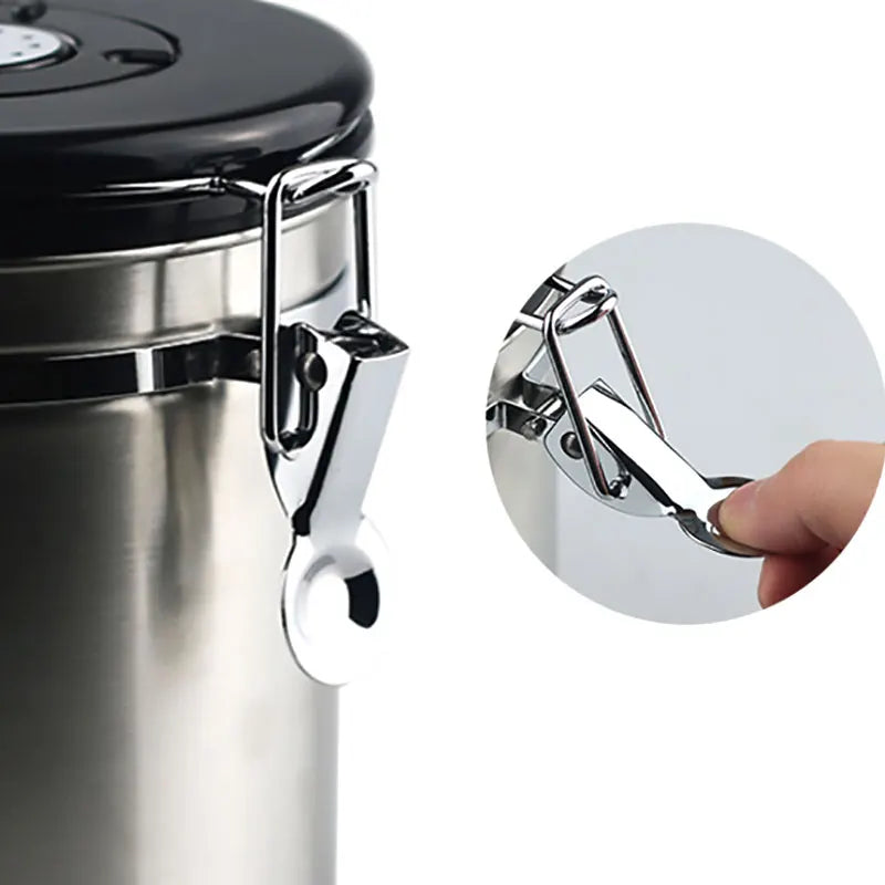 Afralia™ Stainless Steel Coffee Container with CO2 Valve, Airtight Lid for Freshness