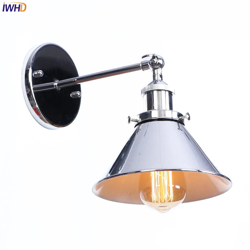 Afralia™ Vintage Silver Wall Lamp Sconces, Retro Industrial Home Lighting Fixtures