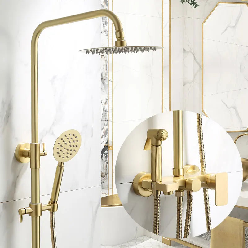 Afralia™ Brushed Gold Bath & Shower Faucet Set for Luxurious Rainfall Experience