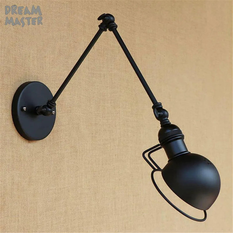 Afralia™ Iron Swing Arm Wall Sconce Light Fixture Set for Home Bar Retro Lighting