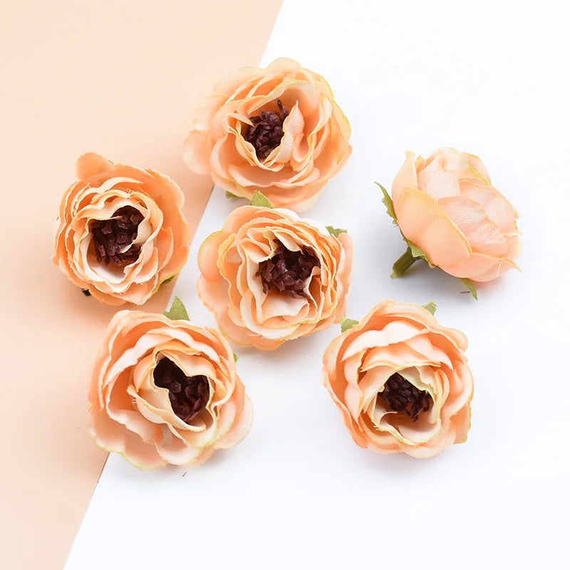 Afralia™ Fake Stamen Pompom Decorative Flowers Wreaths Silk Roses Heads Home Decor