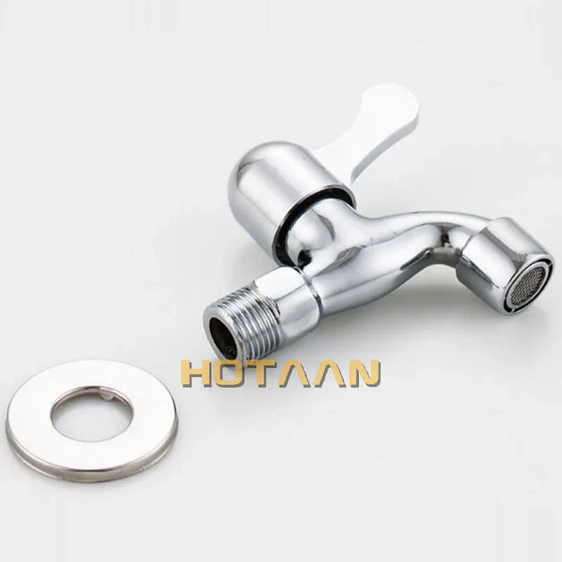 Afralia™ Brass Washer Tap Bibcock Faucet - Single Handle Cold Water Washing Machine Bibcock