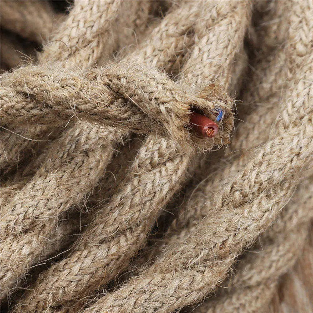 Afralia™ 2Core Copper Hemp Rope Woven Textile Wire Cable - Vintage Ind