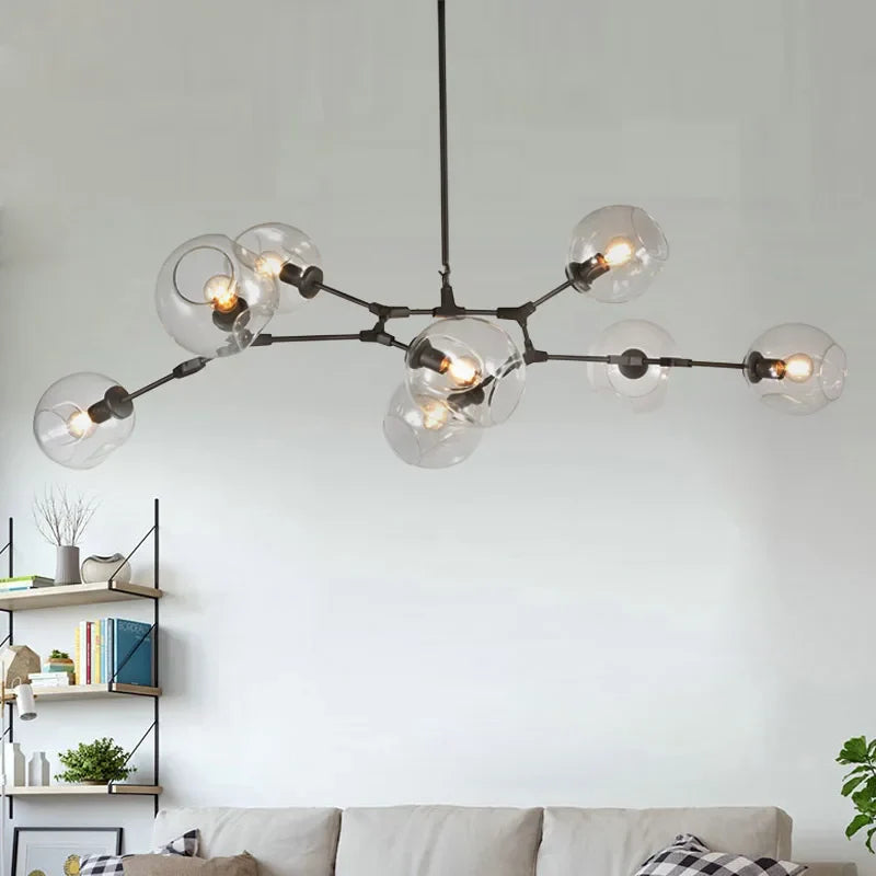 Afralia™ Industrial Globe Glass Chandelier, Modern Minimalist Design, E27 Lamps