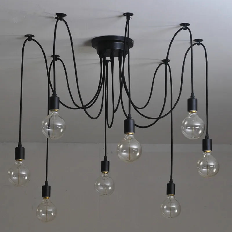 Afralia™ Spider Black Pendant Light: Industrial Edison Chandelier, Ceiling Mount, DIY Fixture