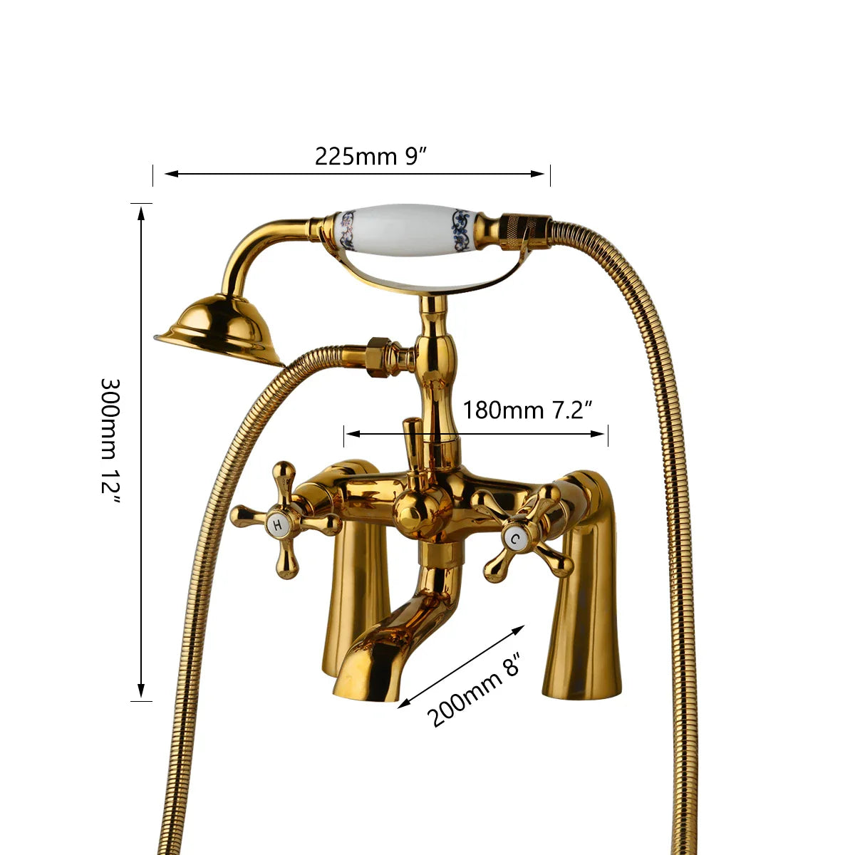 Afralia™ Golden Bathtub Faucet with Handshower and 2 Handles