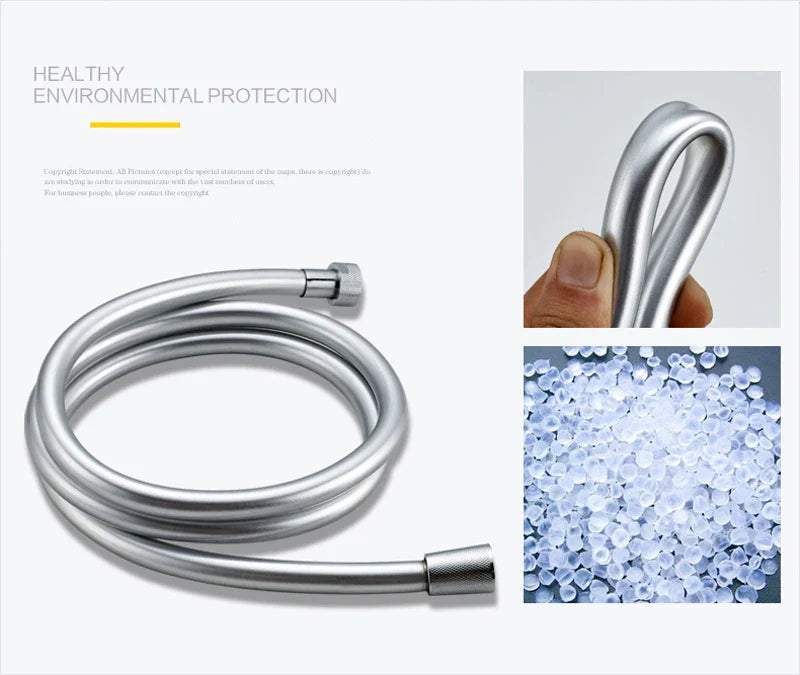 Afralia™ High Pressure PVC Shower Hose with Handheld Head - Silver & Golden Smooth Design