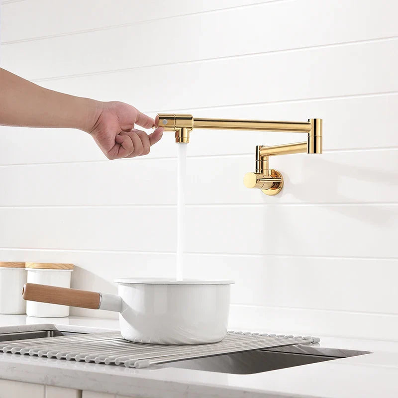 Afralia™ Rose Gold Brass Kitchen Faucet, Wall Mounted Single Cold Single Hole Pot Filler