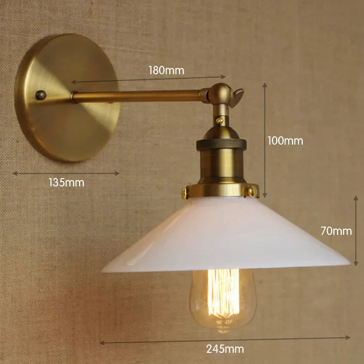 Afralia™ White Glass Retro Industrial Wall Sconce, Vintage Edison Style Wall Lights Fixtures