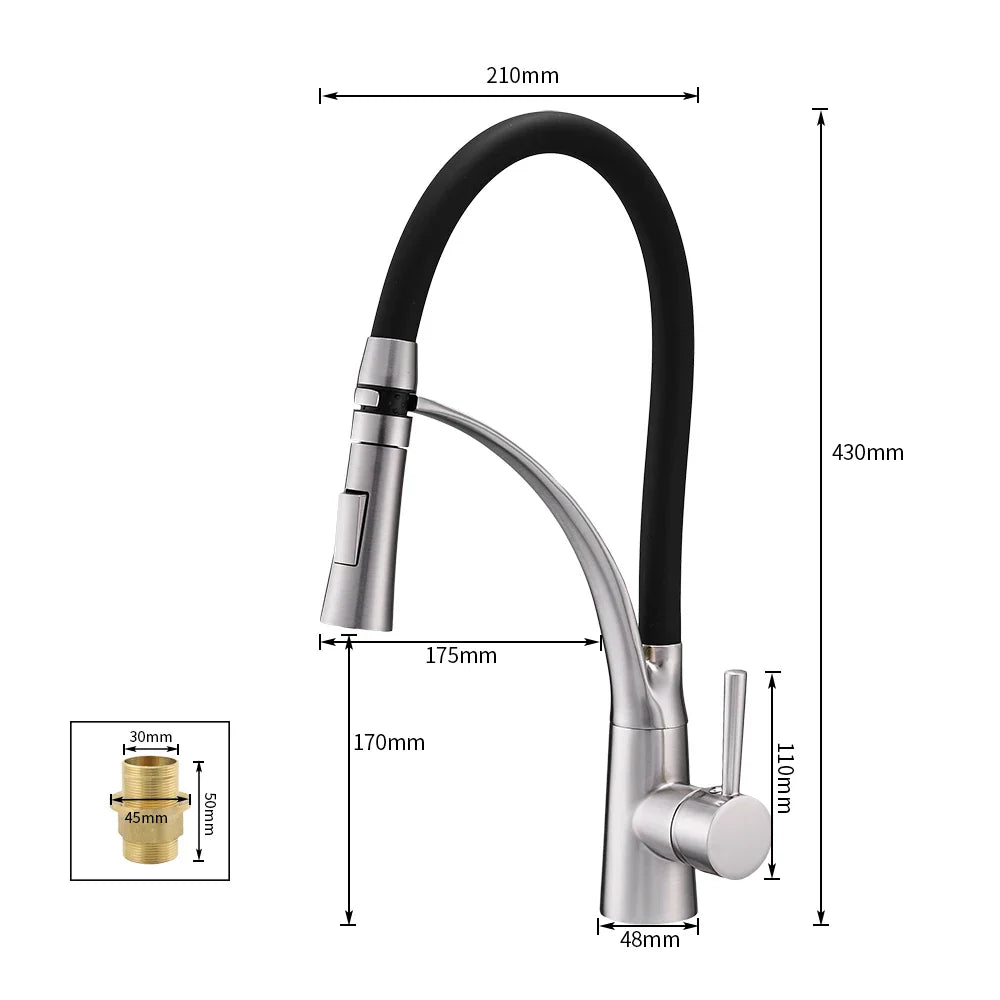 Afralia™ Brushed Nickel Kitchen Sink Faucet LED Light Mixer Tap
