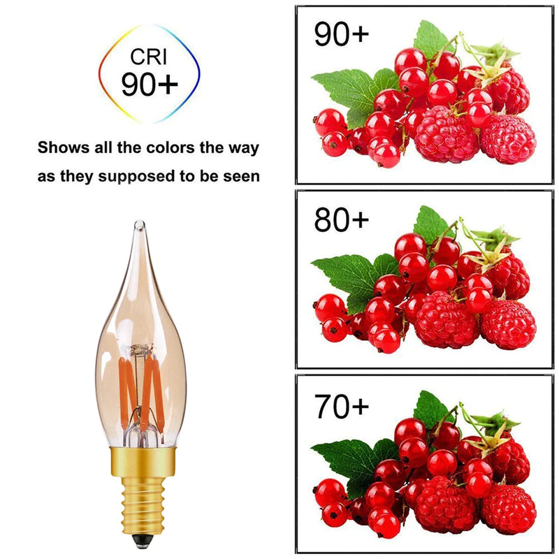 Afralia™ LED Filament Bulb C22T Gold Tint Candle Lamp E12 2W 2200K Chandelier Decoration