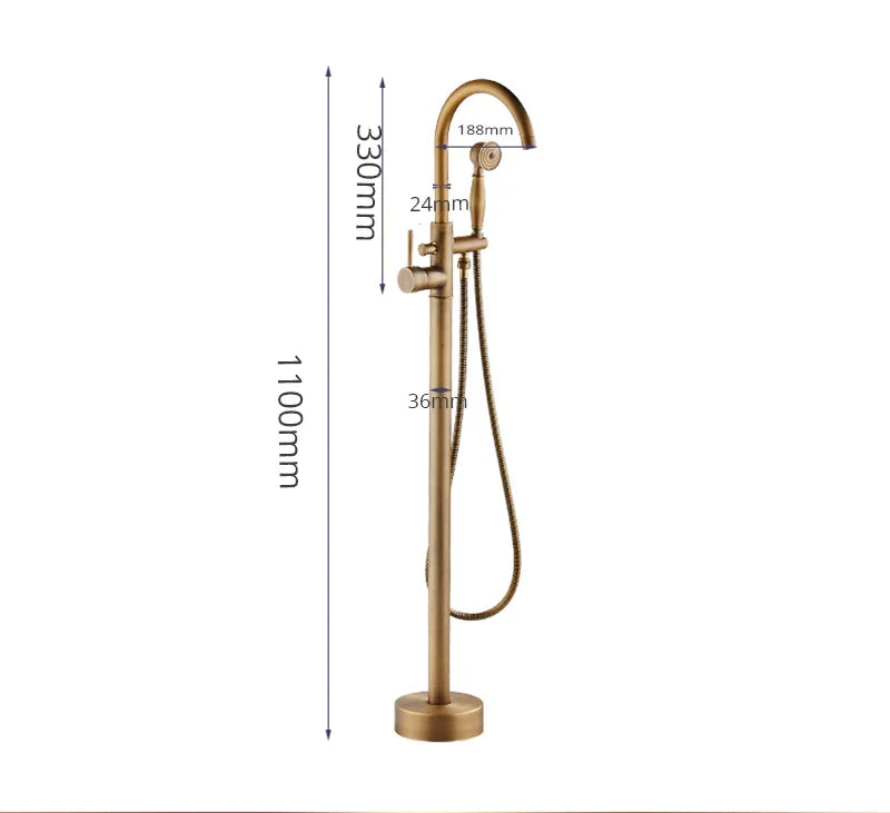 Afralia™ Antique Brass Tub Faucet Swivel Spout Filler Hot Cold Mixer Tap