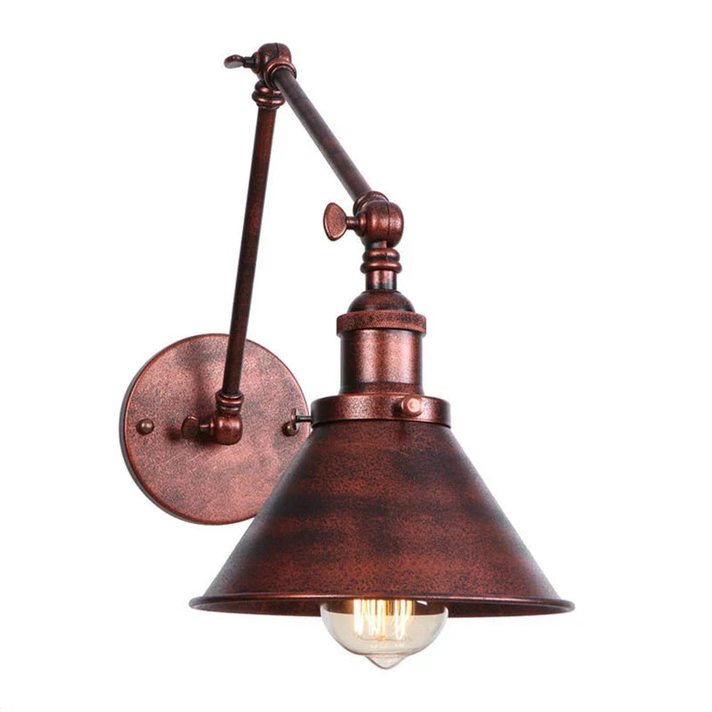 Afralia™ Black Copper Vintage Wall Sconce with Long Arm for Home Bedroom