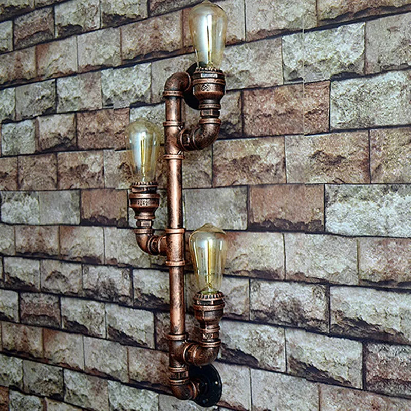 Afralia™ Industrial Iron Pipe Wall Sconce: Loft Decor, Steampunk Lamp for Living Room