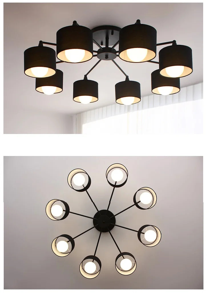 Afralia™ LED Ceiling Chandeliers E27 With Lampshade for Modern Living Room Lighting