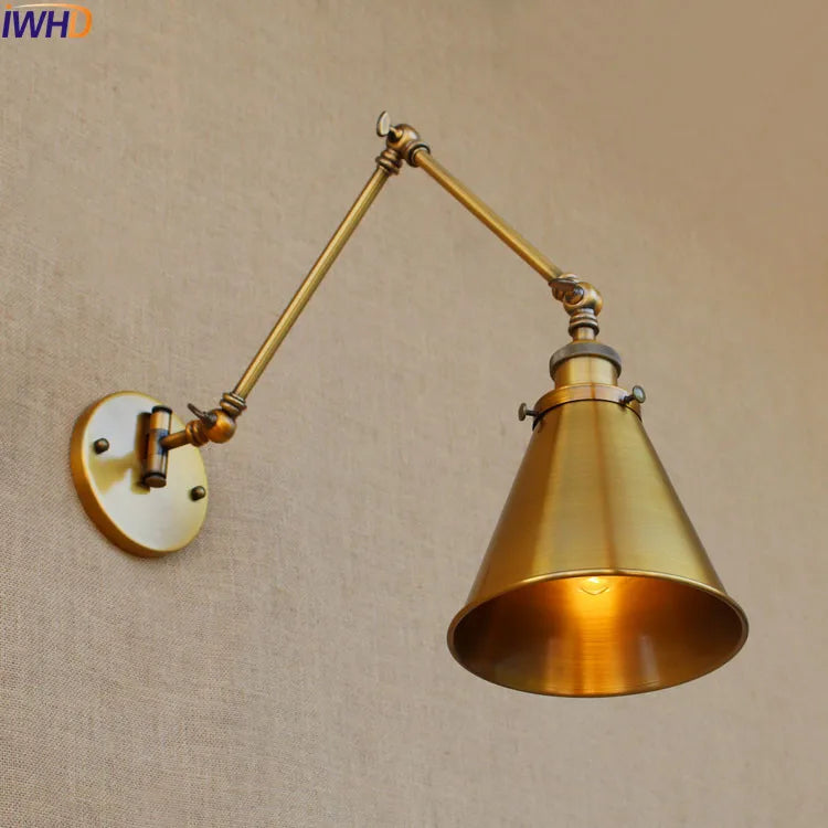 Afralia™ Swing Arm Wall Light Gold Copper Vintage Sconce Edison Loft Wall Lamp
