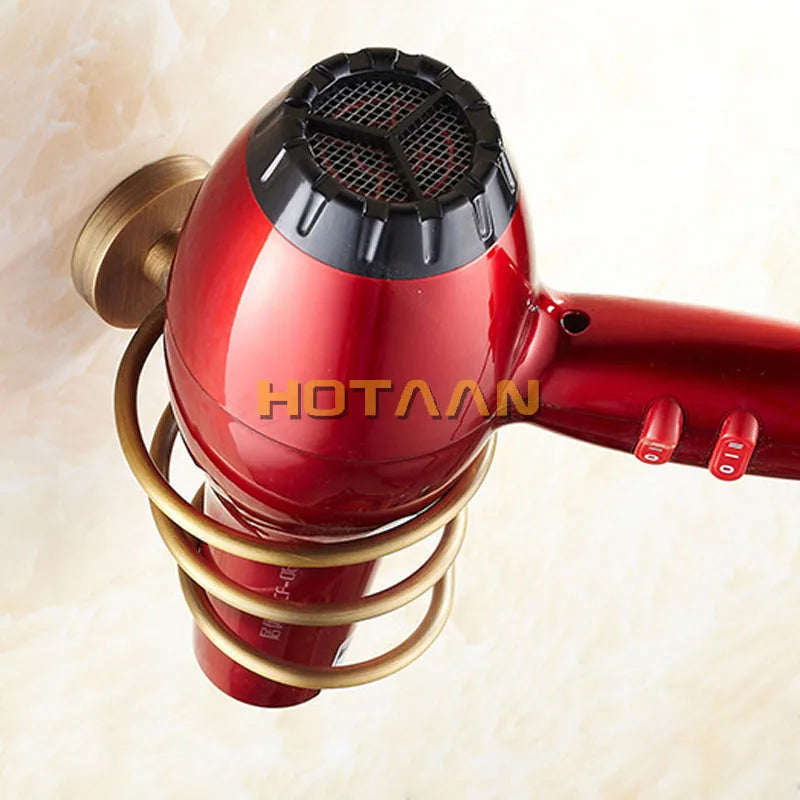 Afralia™ Brass Hair Dryer Holder Stand Rack Shelf - Solid & Anti-Rust