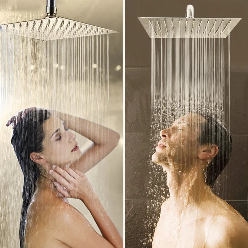 Afralia™ 16" Stainless Steel Ultrathin Rainfall Shower Head Chrome - Large Flow